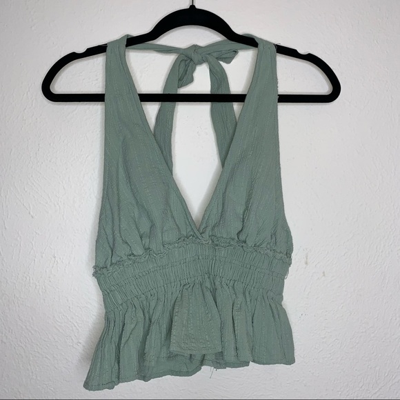 The Impeccable Pig Mint Tie Back Cropped Halter Top Size Small - Picture 4 of 9
